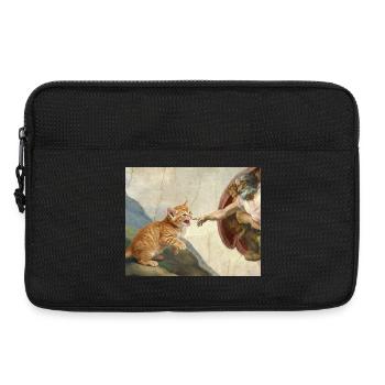 Cat Slaps God's Hand Funny Cats Meme - Laptop bag 13" - black - Front
