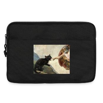Cat Slaps God's Hand Funny Cats Meme - Laptop bag 13" - black - Front