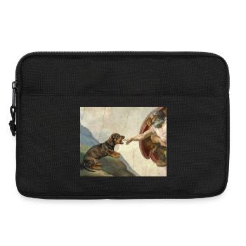 Dog God Hand Dachshund Dogs meme - Laptop bag 13" - black - Front