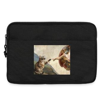 Chat gifle la main de Dieu Mème des chats drôles - Sacoche pour ordinateur portable 13 pouces - noir - Devant