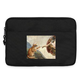 Cat Slaps God's Hand Funny Cats Meme - Laptop bag 13" - black - Front