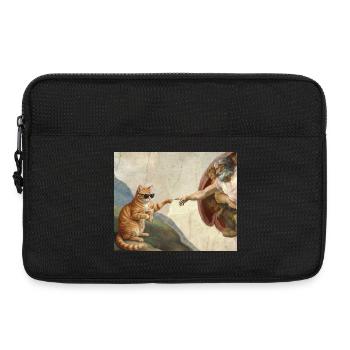 Cat Slaps God's Hand Funny Cats Meme - Laptop bag 13" - black - Front