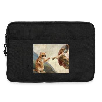 Cat Slaps God's Hand Funny Cats Meme - Laptop bag 13" - black - Front
