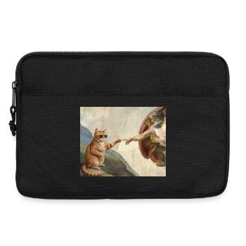 Cat Slaps God's Hand Funny Cats Meme - Laptop bag 13" - black - Front