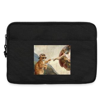 Cat Slaps God's Hand Funny Cats Meme - Laptop bag 13" - black - Front