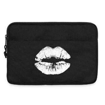 Lèvres embrassables avec Lipstick Lip Imprint White - Sacoche pour ordinateur portable 13 pouces - noir - Devant