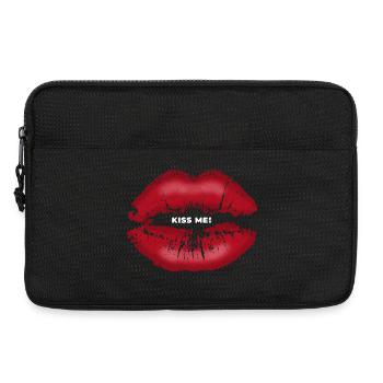 Embrasse-moi ! Lèvres qui embrassent avec du rouge à lèvres en disant - Sacoche pour ordinateur portable 13 pouces - noir - Devant