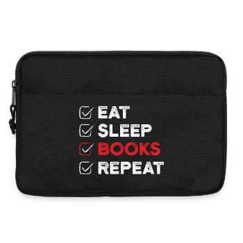 Essen Schlaf Bücher Wiederholen Buchliebhaber-Geschenk - Laptoptasche 13" - Schwarz - Vorne