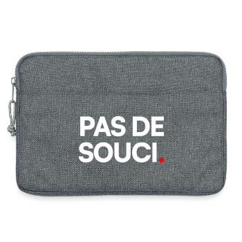 PAS DE SOUCI. – Humour Minimaliste Expression - Sacoche pour ordinateur portable 13 pouces - gris chiné - Devant