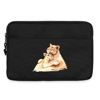 Aimer les lions - maman et enfant s’embrassent - Sacoche pour ordinateur portable 13 pouces - noir - Devant