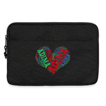 t-shirt Adima coeur nuage de mots texte texte collage - Sacoche pour ordinateur portable 13 pouces - noir - Devant