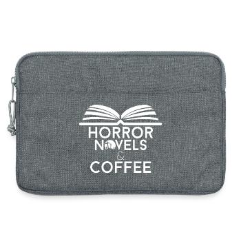 Amateur de livres, romans d’horreur et café - Sacoche pour ordinateur portable 13 pouces - gris chiné - Devant