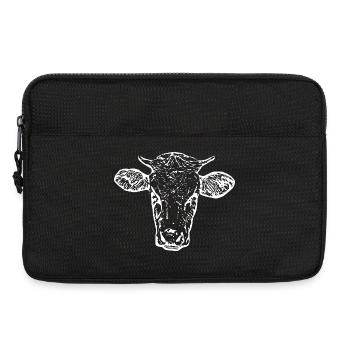 funny cow cow head white gift farmer - Laptop bag 13" - black - Front