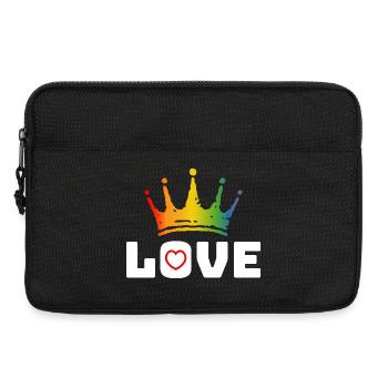 Love Heart rouge arc-en-ciel couronne blanc lgbt tshirt - Sacoche pour ordinateur portable 13 pouces - noir - Devant