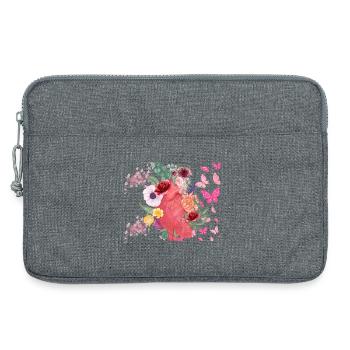 Cœur fleurs et papillons - Sacoche pour ordinateur portable 13 pouces - gris chiné - Devant