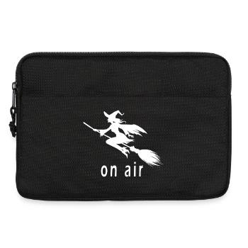 Sorcière volante sur balai avec lettrage 'on air' - Sacoche pour ordinateur portable 13 pouces - noir - Devant