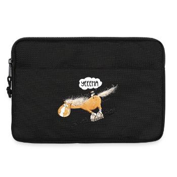Pferd Mit Rollschuh Fährt Lustiger Pferde Spruch - Laptoptasche 13" - Schwarz - Vorne