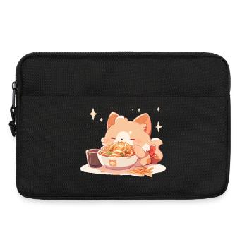 Chaton chaton Drôle spaghetti manger de l’humour gras - Sacoche pour ordinateur portable 13 pouces - noir - Devant
