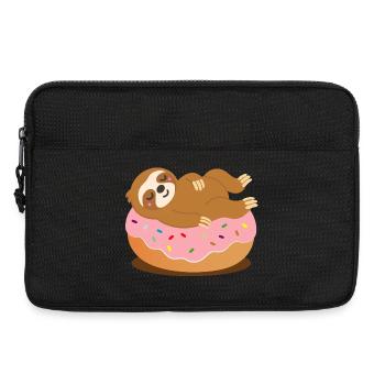 Faultier auf Donut–Süßes und entspanntes Tiermotiv - Laptoptasche 13" - Schwarz - Vorne