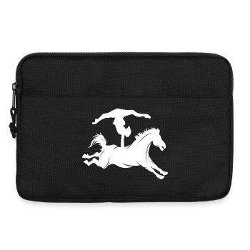Minimalistische Pferd Reiten Silhouette Voltigiere - Laptoptasche 13" - Schwarz - Vorne