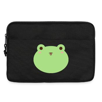 Cute Frog Cartoon Face Design - Laptop bag 13" - black - Front
