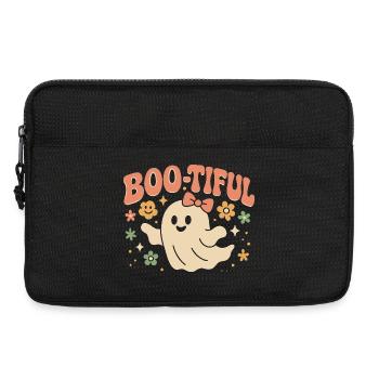 Motif d'Halloween avec un dicton drôle et mignon « Boo-tiful Ghost » - Sacoche pour ordinateur portable 13 pouces - noir - Devant