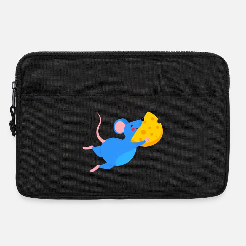 Fröhliche blaue Maus & gelber Käse - Laptoptasche 13" - Schwarz