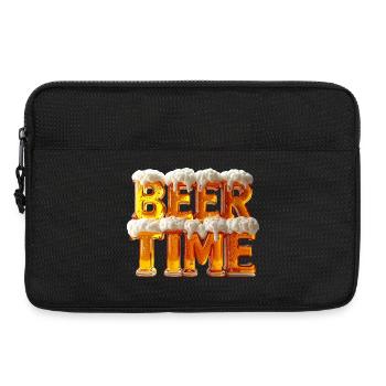 Beer Time – 3D Beer Glass Letters with Foam - Laptop bag 13" - black - Front