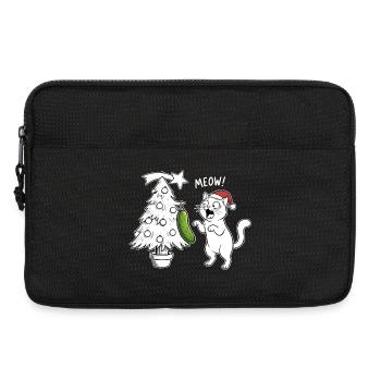 Amusement félin de Noël avec du concombre - Sacoche pour ordinateur portable 13 pouces - noir - Devant