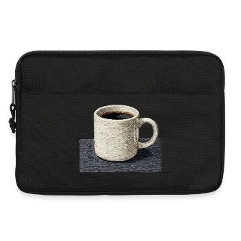 Bestickte Tasse Filterkaffee, langsamer Kaffee (gedruckt) - Laptoptasche 13" - Schwarz - Vorne