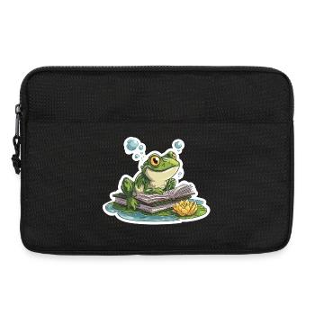 Frosch-Lese-Teich-Bibliothekar-Humor-Lesung - Laptoptasche 13" - Schwarz - Vorne