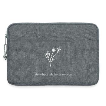 Maman Plus Belle Fleur De Mon Jardin Blanc - Sacoche pour ordinateur portable 13 pouces - gris chiné - Devant