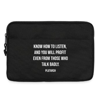 Listening Profit Typography: Plutarch Quote - Laptop bag 13" - black - Front