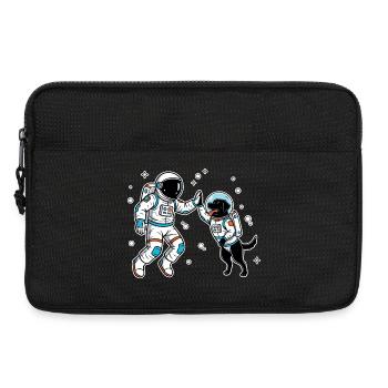 Astronautenhund Labrador Black High Five im Weltraum - Laptoptasche 13" - Schwarz - Vorne