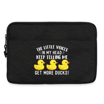 Kleine Stimmen sagen: Fang mehr Enten, lustiges Zitat: - Laptoptasche 13" - Schwarz - Vorne