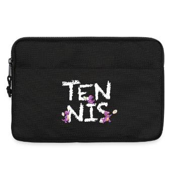 Tennis mit Dino Tami in weiß / offizielles Design - Laptoptasche 13" - Schwarz - Vorne