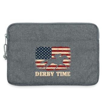 Fan de courses de chevaux pur-sang sur l’hippodrome - Sacoche pour ordinateur portable 13 pouces - gris chiné - Devant