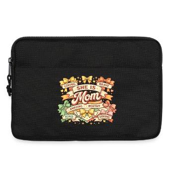 Sie ist Mama Retro Bänder & Schleifen | Mama-Geschenk - Laptoptasche 13" - Schwarz - Vorne