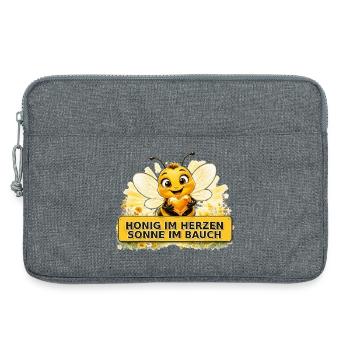 Biene Honig Imker Honigwabe Blumen Wiese Insekt - Laptoptasche 13" - Grau meliert - Vorne