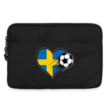 Schweden Flagge Fußball mit Herz used - Laptoptasche 13" - Schwarz - Vorne