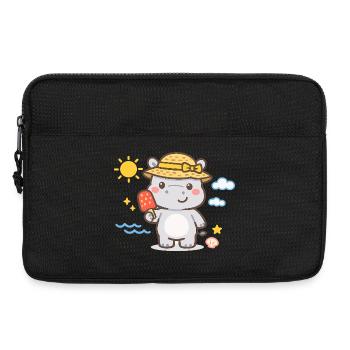 Nilpferd am Strand mit Sorbet - Laptoptasche 13" - Schwarz - Vorne