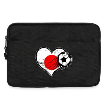Flag football japonais avec cœur utilisé - Sacoche pour ordinateur portable 13 pouces - noir - Devant