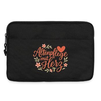 Altenpflege Herz Blüten-Design - Laptoptasche 13" - Schwarz - Vorne