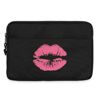 Bouche embrassante avec rouge à lèvres imprint rose - Sacoche pour ordinateur portable 13 pouces - noir - Devant