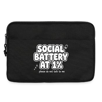 Social Battery at One Percent - Laptoptasche 13" - Schwarz - Vorne