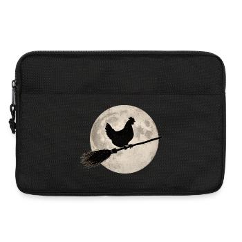 Huhn Hexenbesen Vollmond T-Shirt Halloween - Laptoptasche 13" - Schwarz - Vorne
