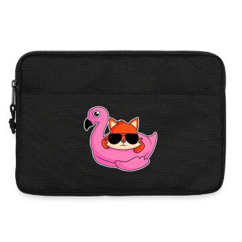 Fox in flamingo design - Laptop bag 13" - black - Front