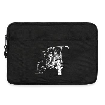 Supermoto motorcycle illustration biker custom logo - Laptop bag 13" - black - Front
