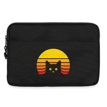 Chat silhouette au soleil rétro - Sacoche pour ordinateur portable 13 pouces - noir - Devant