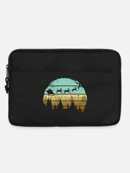 Hirsch Wald Streifen Silhouette - Laptoptasche 13" - Schwarz